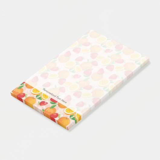 Abstraktes Muster mit Erdbeeren Post-it Klebezettel (angewinkelt)