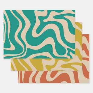 Abstraktes Muster mit flüssigem Swirl Geschenkpapier Set