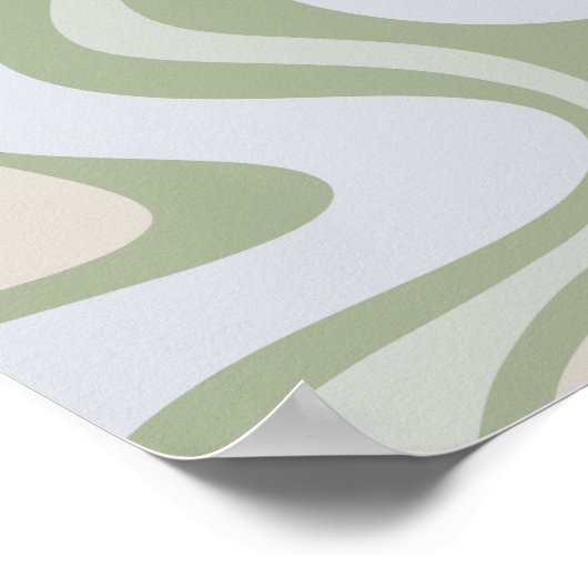 Abstraktes Muster mit flüssigem Swirl in Sage Gree Poster (Ecke)