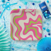 Abstraktes Muster mit flüssigem Swirl Retro-Muster Pappteller (Party)