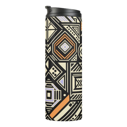 Abstraktes Muster mit geometrischen Formen Thermosbecher (Nach rechts gedreht)