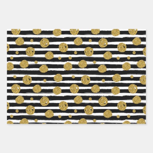 Abstraktes Muster mit Gold-Glitzer Geschenkpapier Set (Vorderseite 3)
