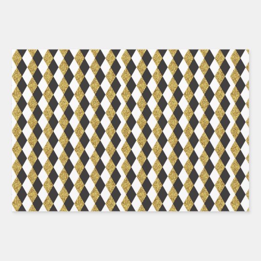 Abstraktes Muster mit Gold-Glitzer Geschenkpapier Set (Vorderseite 2)