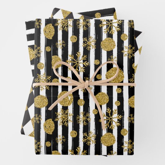 Abstraktes Muster mit Gold-Glitzer Geschenkpapier Set (Beispiel)