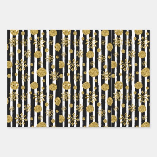 Abstraktes Muster mit Gold-Glitzer Geschenkpapier Set (Vorderseite)