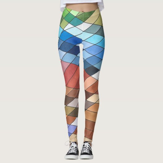 Abstraktes Muster mit Handgemalt Leggings (Vorderseite)
