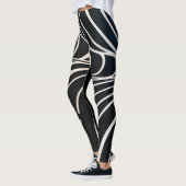 Abstraktes Muster mit schwarz-weißen Linien Leggings (Links)