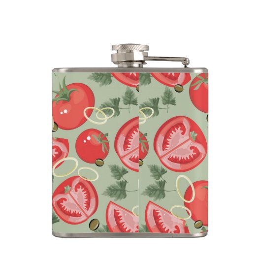 Abstraktes Muster mit Tomate Flachmann (Rückseite)