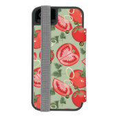 Abstraktes Muster mit Tomate Incipio iPhone Geldbeutel-Hülle (Folio Rückseite)