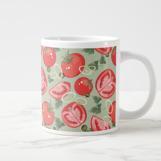 Abstraktes Muster mit Tomate Jumbo-Tasse (Rechts)