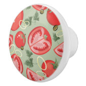 Abstraktes Muster mit Tomate Keramikknauf (Rechts)