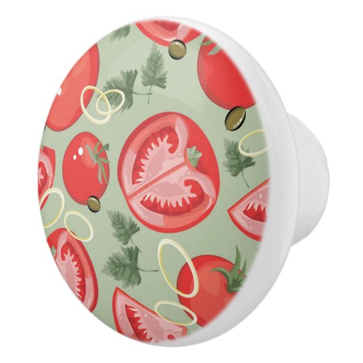 Abstraktes Muster mit Tomate Keramikknauf (Rechts)