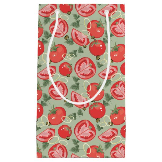 Abstraktes Muster mit Tomate Kleine Geschenktüte (Vorderseite)