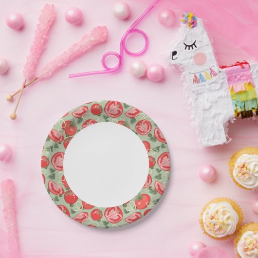 Abstraktes Muster mit Tomate Pappteller (Party)