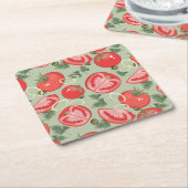 Abstraktes Muster mit Tomate Rechteckiger Pappuntersetzer (angewinkelt)