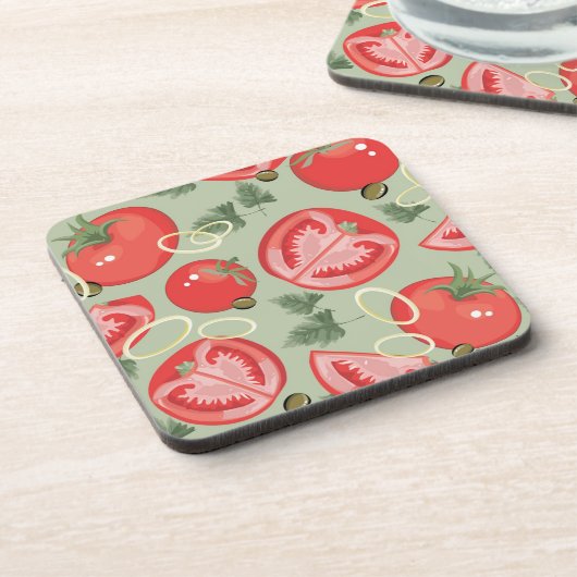 Abstraktes Muster mit Tomate Untersetzer (Linke Seite)