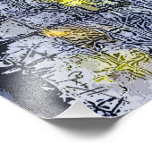 Abstraktes Muster mit Wachs und Tinte - Blau Gelb Fotodruck (Ecke)