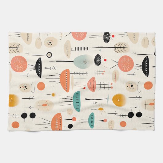 Abstraktes Muster Mitte des Jahrhunderts Geschirrtuch (Horizontal)