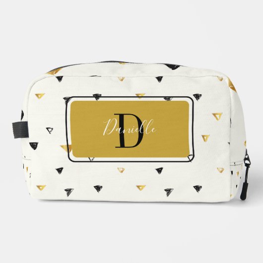 Abstraktes Muster Monogram Script Waschbeutel (Vorderseite)