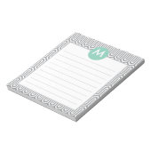 Abstraktes Muster Monogramm Initial in Mint Gray Notizblock (Rotiert)
