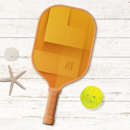 Abstraktes Muster Monogrammierte Initialen Orange  Pickleball Schläger