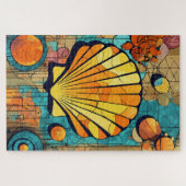abstraktes Muster: Muschel blau braun Puzzle (Horizontal)