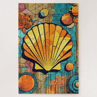 abstraktes Muster: Muschel blau braun Puzzle