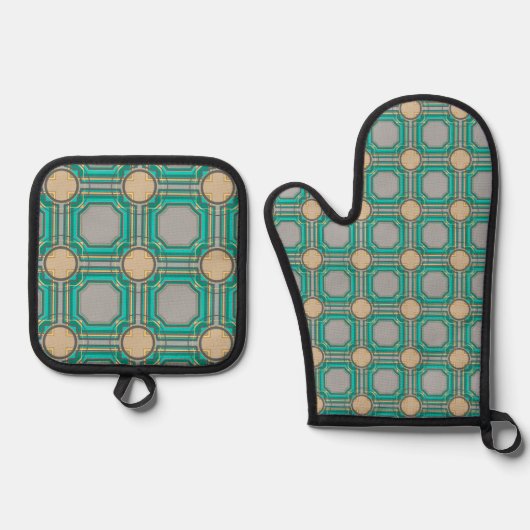 abstraktes Muster Ofenhandschuh & Topflappen-Set (Vorderseite)