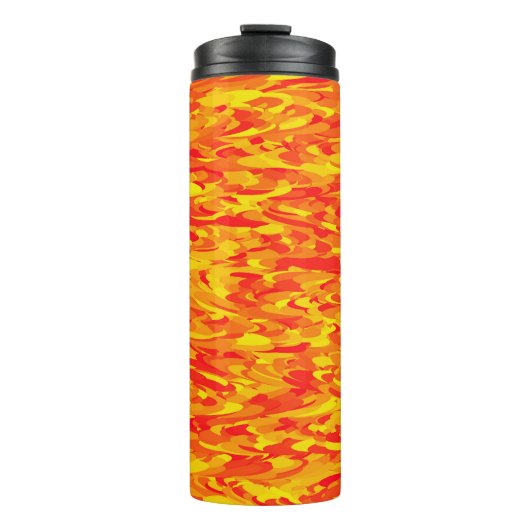 Abstraktes Muster Orange Gelb Thermosbecher (Vorderseite)