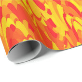 Abstraktes Muster Orange Red Gelb Geschenkpapier (Rolleneckpunkt)