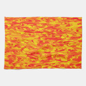 Abstraktes Muster Orange Red Gelb Geschirrtuch (Horizontal)