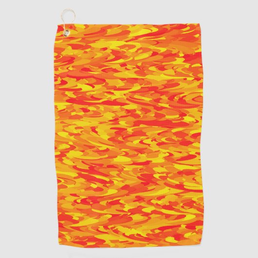 Abstraktes Muster Orange Red Gelb Golfhandtuch (Vorderseite)