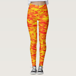 Abstraktes Muster Orange Red Gelb Leggings