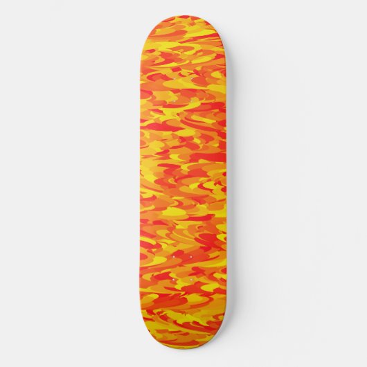 Abstraktes Muster Orange Red Gelb Skateboard (Vorderseite)