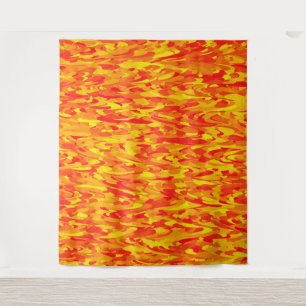 Abstraktes Muster Orange Red Gelb Wandteppich