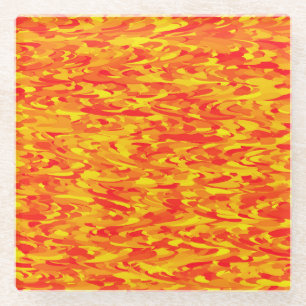 Abstraktes Muster Orange Rot Gelb Glasuntersetzer
