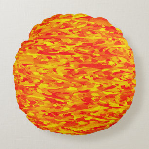 Abstraktes Muster Orange Rot Gelb Rundes Kissen