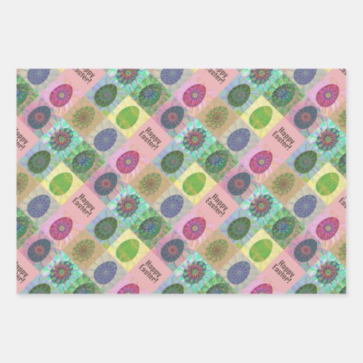 Abstraktes Muster Osterfeier Geschenkpapier Set (Vorderseite 2)