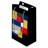 Abstraktes Muster. Patchwork. Kleine Geschenktüte (Vorderseite Schrägansicht)