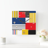 Abstraktes Muster. Patchwork. Quadratische Wanduhr (Zuhause)