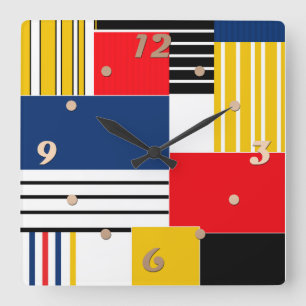 Abstraktes Muster. Patchwork. Quadratische Wanduhr