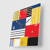 Abstraktes Muster. Patchwork. Quadratische Wanduhr (Winkel)