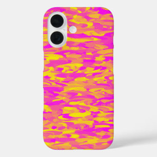 Abstraktes Muster Pink Gelb Orange iPhone 16 Hülle