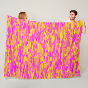 Abstraktes Muster Pink Gelb Orange Fleecedecke