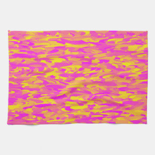 Abstraktes Muster Pink Gelb Orange Geschirrtuch