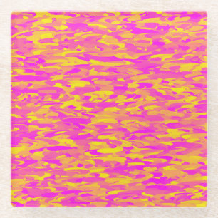 Abstraktes Muster Pink Gelb Orange Glasuntersetzer