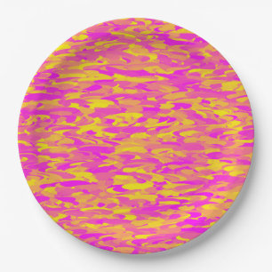 Abstraktes Muster Pink Gelb Orange Pappteller