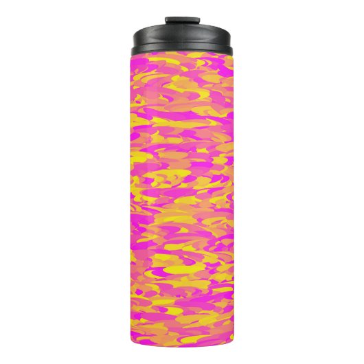 Abstraktes Muster Pink Orange Gelb Thermosbecher (Vorderseite)
