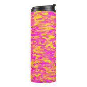 Abstraktes Muster Pink Orange Gelb Thermosbecher (Nach links gedreht)