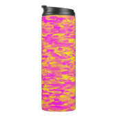 Abstraktes Muster Pink Orange Gelb Thermosbecher (Nach rechts gedreht)